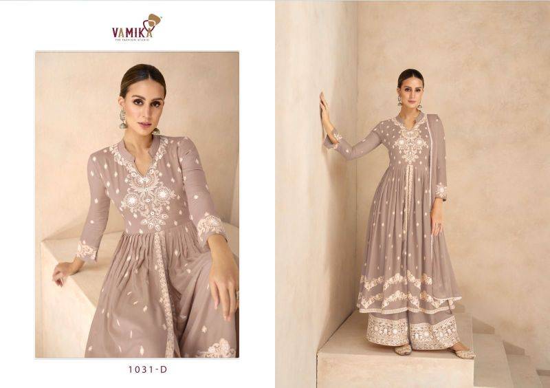 Lakhnavi Vol 6 Gold BY VAMIKA 1031-A To 1031-E Series Beautiful Stylish Sharara Suits Fancy Colorful Casual Wear & Ethnic Wear & Ready To Wear Pure Rayon Printed Dresses At Wholesale Price